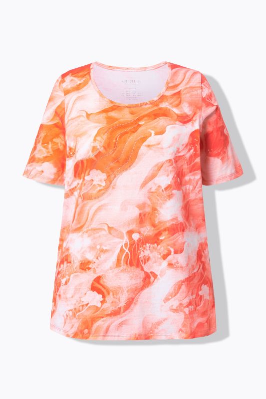 T-shirt en coton Pima, décolleté rond et manches courtes, coupe évasée