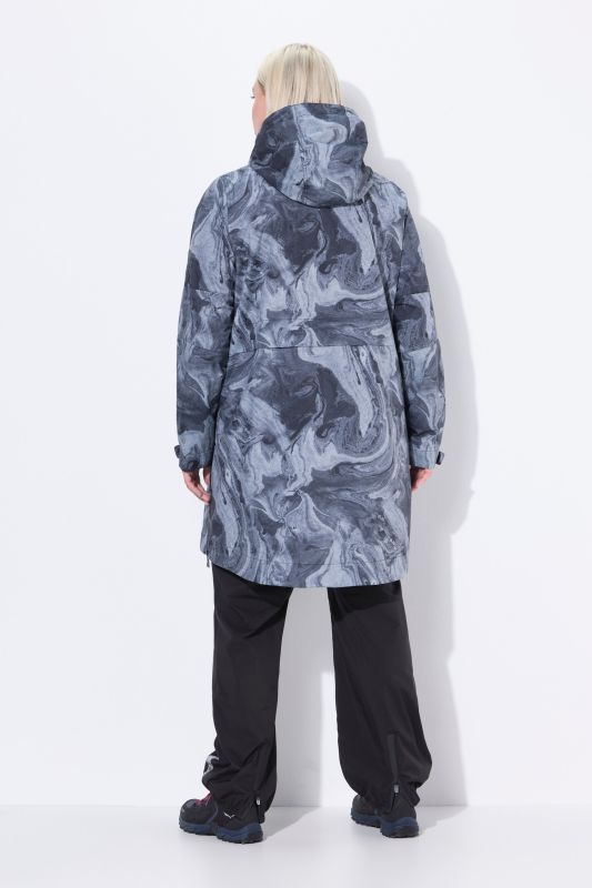 Veste de pluie imperméable, capuche et fermeture zippée de chaque côté, coupe évasée