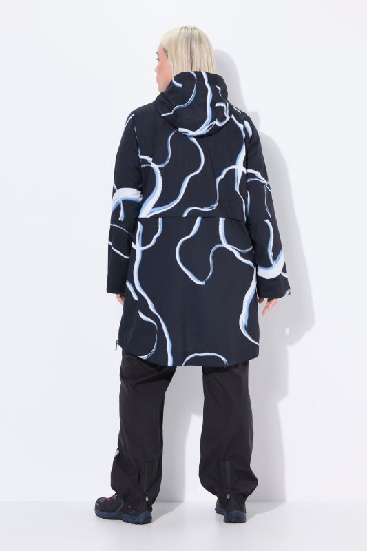 Veste de pluie imperméable, capuche et fermeture zippée de chaque côté, coupe évasée