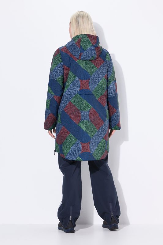 Veste de pluie imperméable, capuche et fermeture zippée de chaque côté, coupe évasée