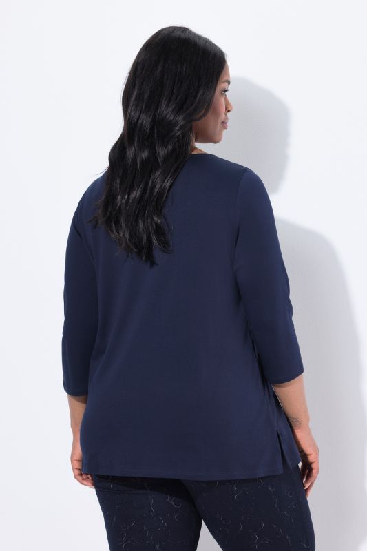 T-shirt en coton Pima, décolleté bateau et manches courtes, coupe évasée