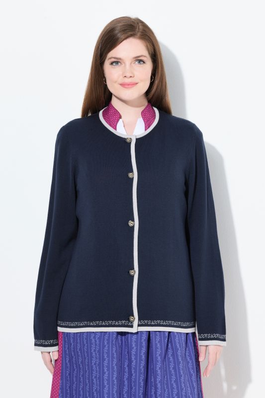 Cardigan encolure ronde et manches longues. Boutons traditionnels bavarois
