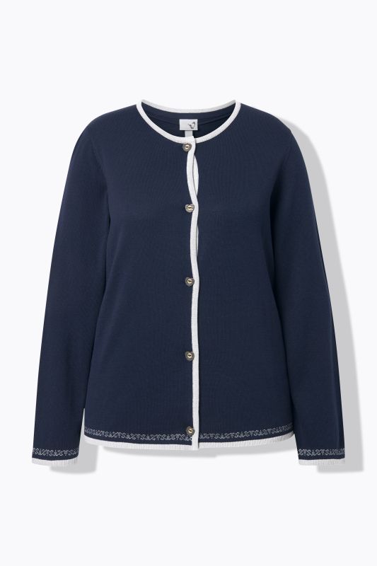 Cardigan encolure ronde et manches longues. Boutons traditionnels bavarois