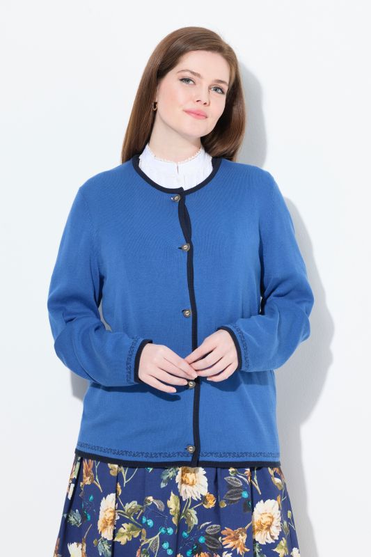 Cardigan encolure ronde et manches longues. Boutons traditionnels bavarois