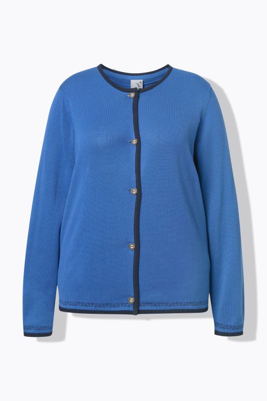 Cardigan encolure ronde et manches longues. Boutons traditionnels bavarois