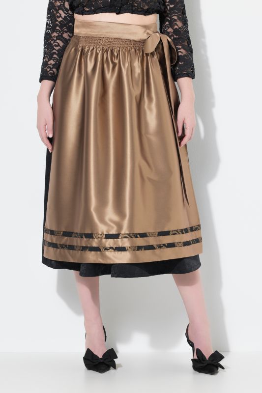 Tablier Dirndl réversible. Tissu smocké et rubans fantaisie