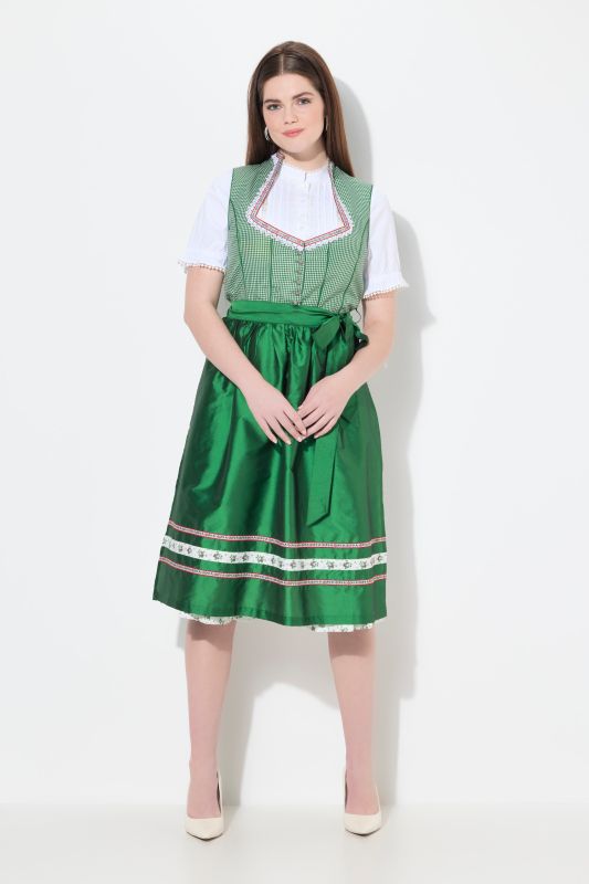 Dirndl sans manches, costume traditionnel bavarois. Décolleté en cœur et laçage