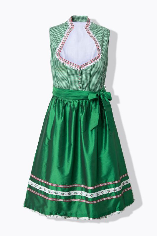 Dirndl sans manches, costume traditionnel bavarois. Décolleté en cœur et laçage