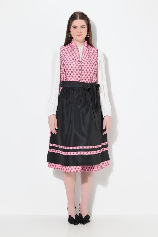 Dirndl sans manches, costume traditionnel bavarois. Laçage et col montant