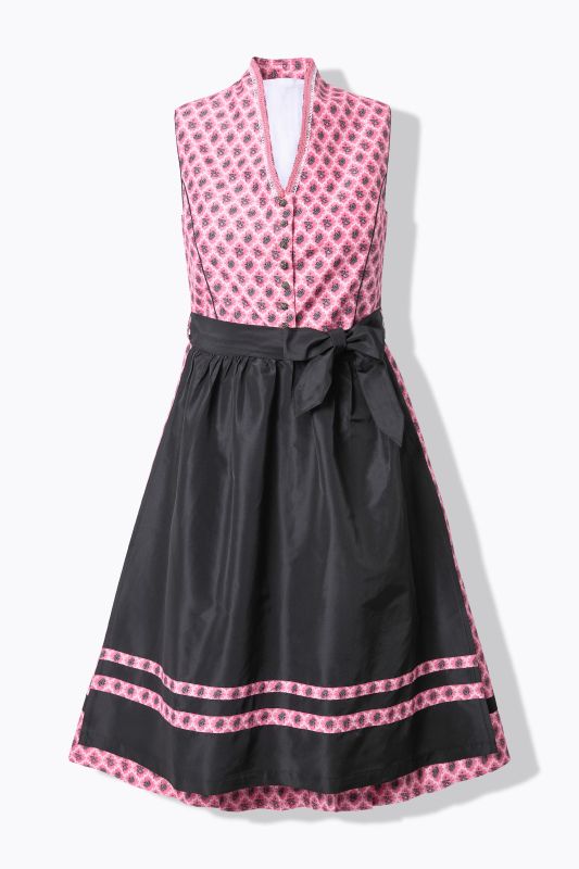 Dirndl sans manches, costume traditionnel bavarois. Laçage et col montant