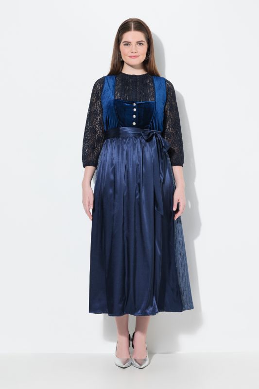 Costume traditionnel Dirndl en velours stretch. Décolleté carré. Sans manches