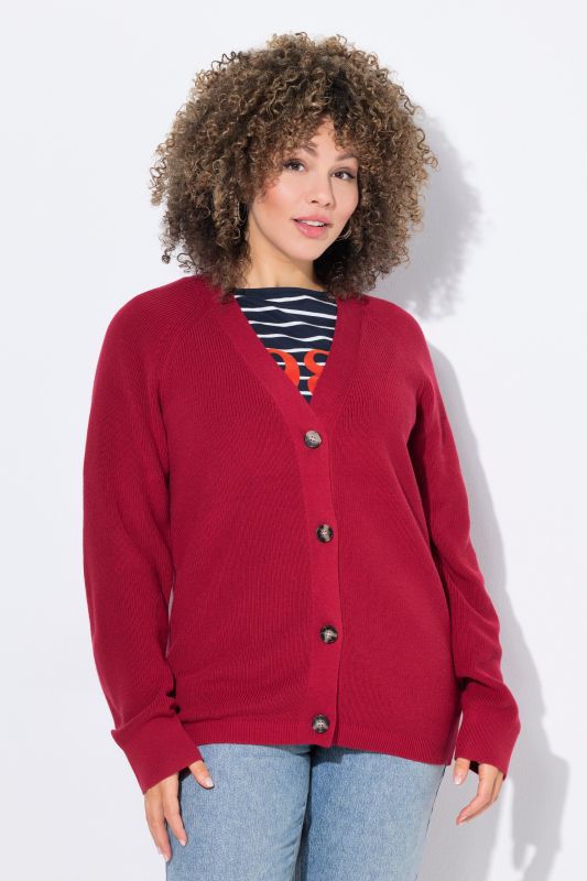 Cardigan à manches longues, encolure en V et boutons