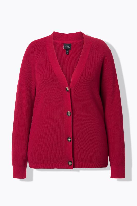Cardigan à manches longues, encolure en V et boutons