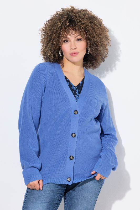 Cardigan à manches longues, encolure en V et boutons