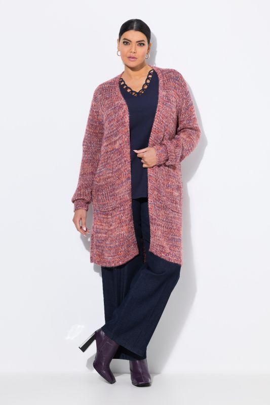 Long cardigan en grosse maille, encolure en V et manches longues