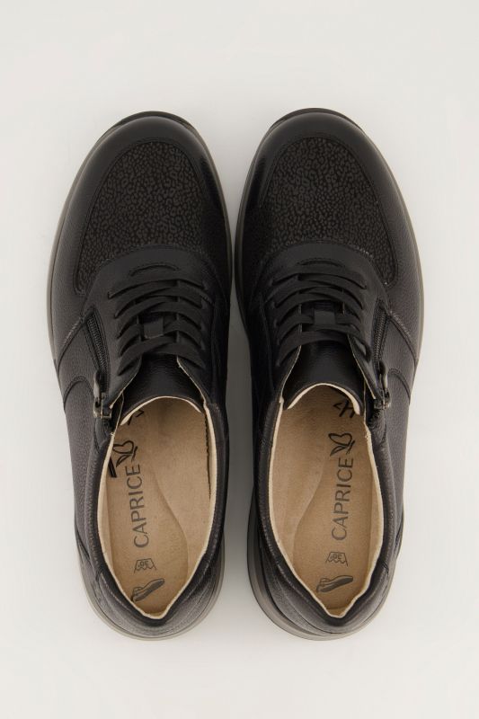 Sneakers en cuir Caprice, fermeture zippée, semelle de propreté amovible - largeur H