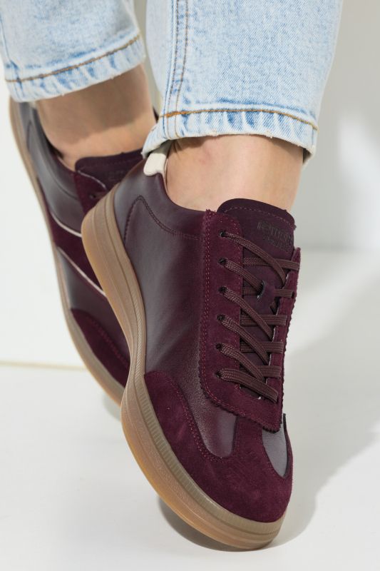 Sneakers en cuir Remonte, style rétro, semelle intérieure amovible - largeur G