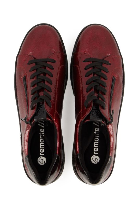 Sneakers en cuir vernis Remonte, semelle intérieure amovible - largeur G