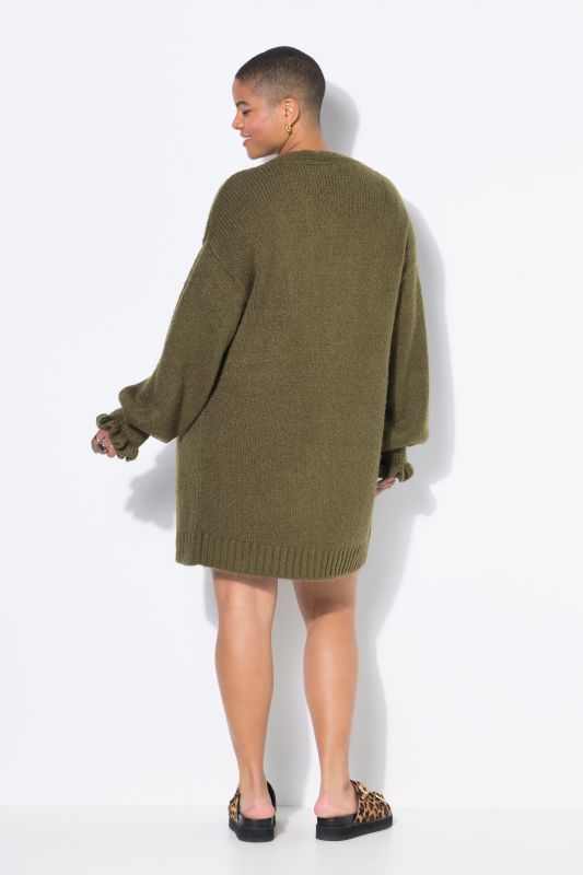 Cardigan long oversize. Manches ruchées