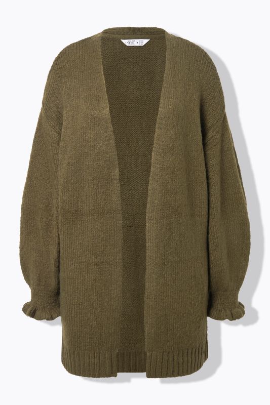 Cardigan long oversize. Manches ruchées