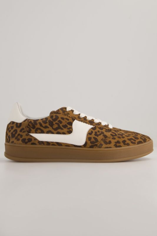 Sneakers en cuir, imitation léopard – largeur H