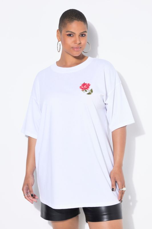 T-shirt oversize. Manches courtes. Motif roses