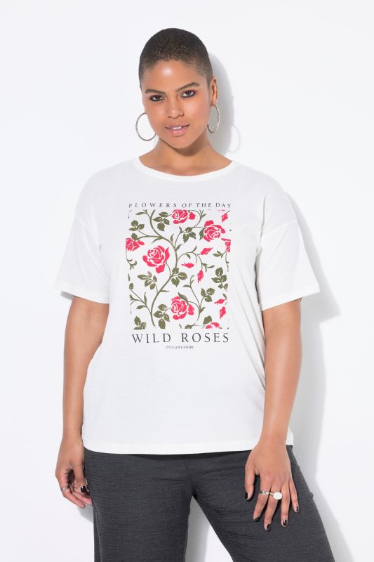T-shirt oversize. Manches courtes. Imprimé floral