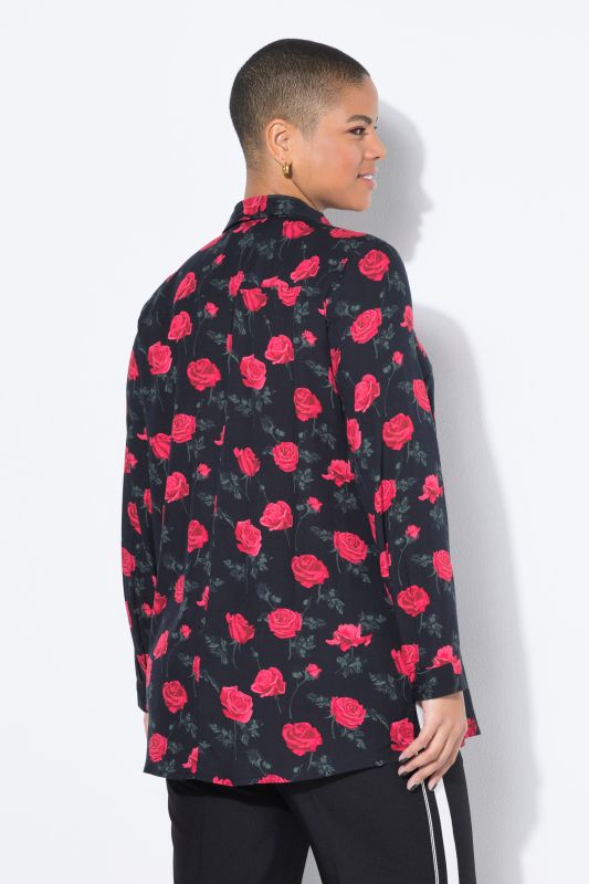 Chemisier, coupe Boxy Shape. Imprimé roses XL