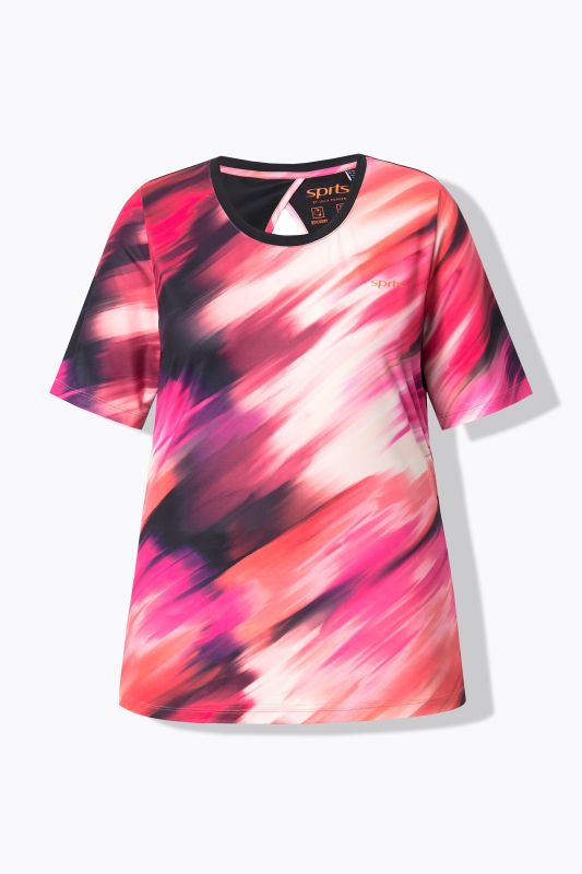 T-shirt décolleté rond et manches courtes, découpe dans le dos, matière recyclée