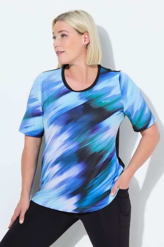 T-shirt décolleté rond et manches courtes, découpe dans le dos, matière recyclée