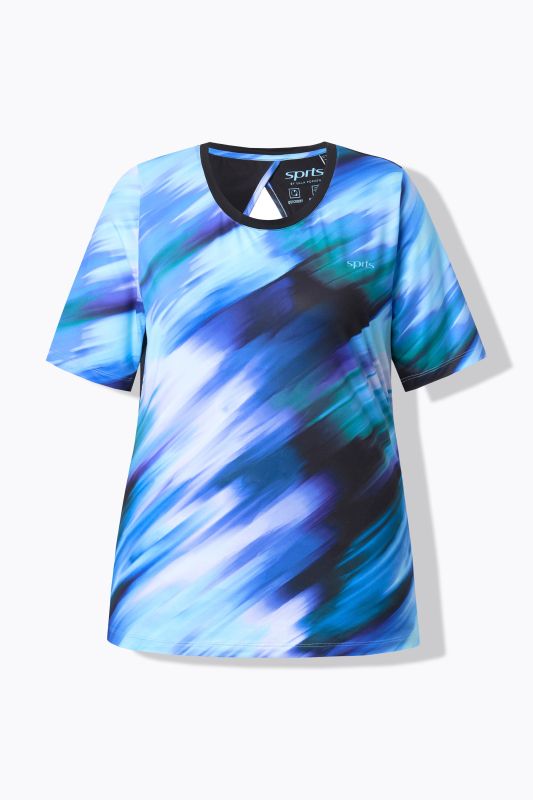 T-shirt décolleté rond et manches courtes, découpe dans le dos, matière recyclée