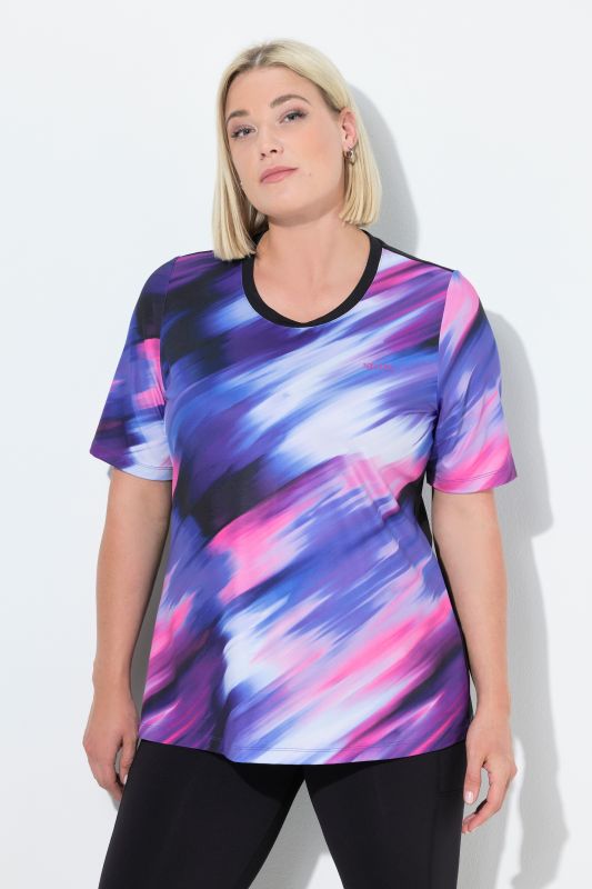 T-shirt décolleté rond et manches courtes, découpe dans le dos, matière recyclée
