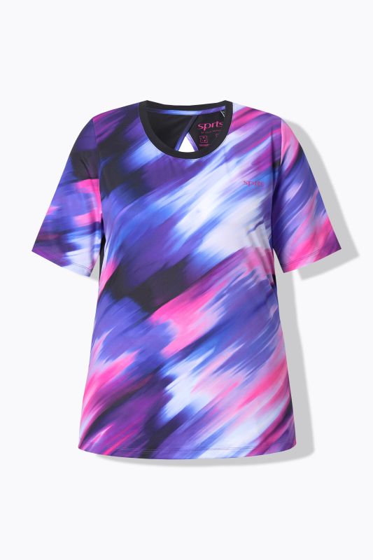 T-shirt décolleté rond et manches courtes, découpe dans le dos, matière recyclée