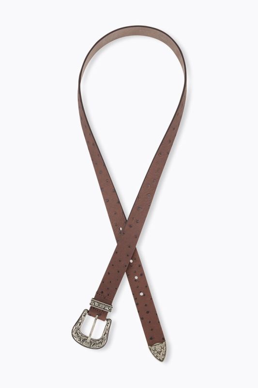Ceinture en cuir, gaufrage esprit Western et pointe métallique