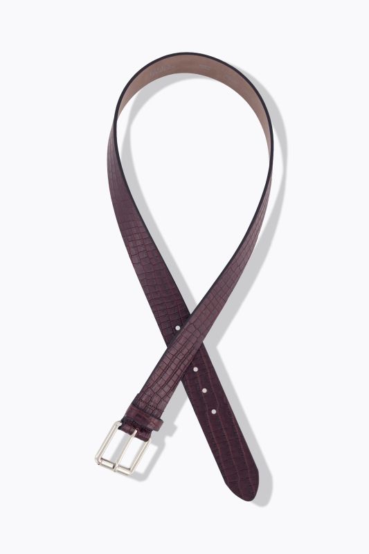 Ceinture en cuir, gaufrage peau de serpent, boucle métallique