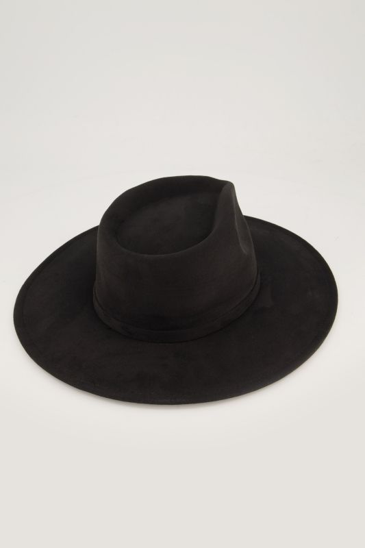 Chapeau de cow-boy aspect cuir suédé, large revers