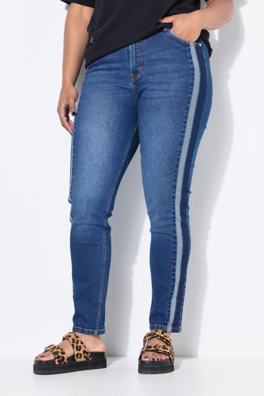 Jean Mom 5 poches. Double bande fantaisie