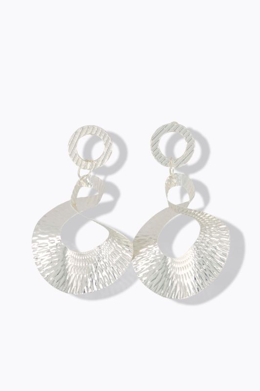 Boucles d'oreille, grand pendentif tourné, matière texturée