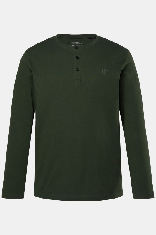 T-shirt Henley JP 1880, manches longues et patte de boutonnage, collection Basic - jusqu'au 8 XL