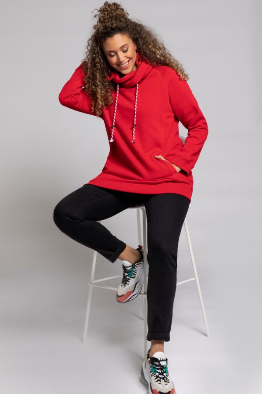 Sweat-shirt à large col montant, poches et manches longues raglan