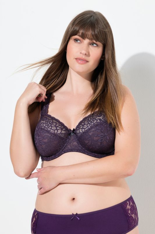 Soutien-gorge à armatures, dentelle florale, entièrement confectionné en dentelle, bonnet C-E