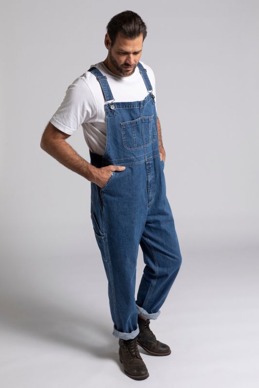 Salopette en jean, collection Workwear, nombreuses poches et empiècements élastiques - coupe Relaxed Fit