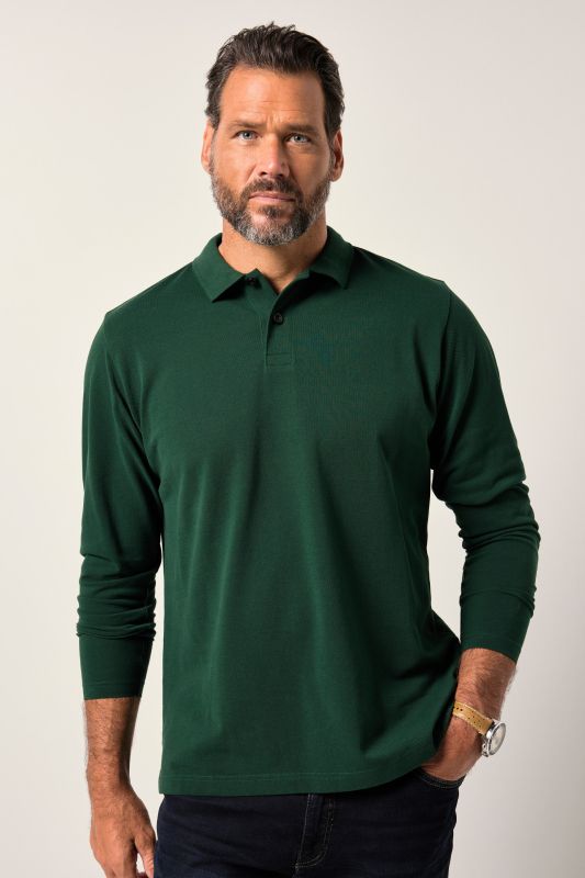 Polo JP 1880 en piqué, manches longues, collection Basic - jusqu'au 8 XL