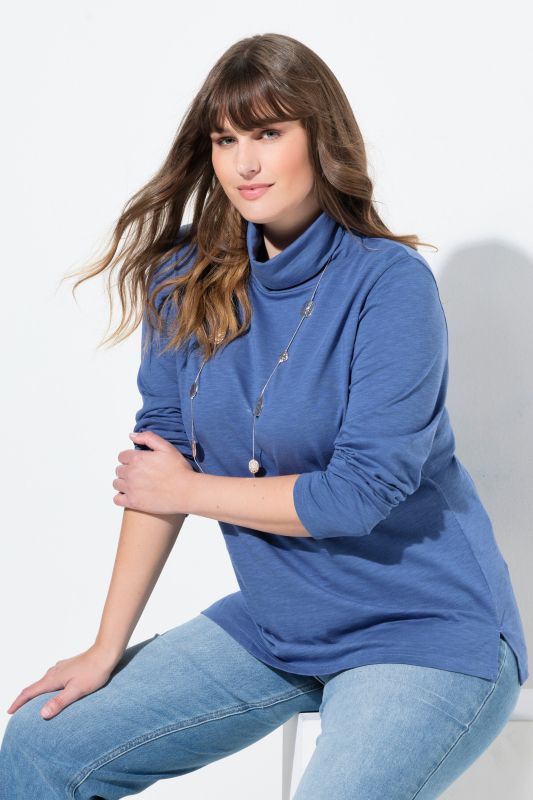 T-shirt en coton bio, manches longues et col roulé - coupe Slim