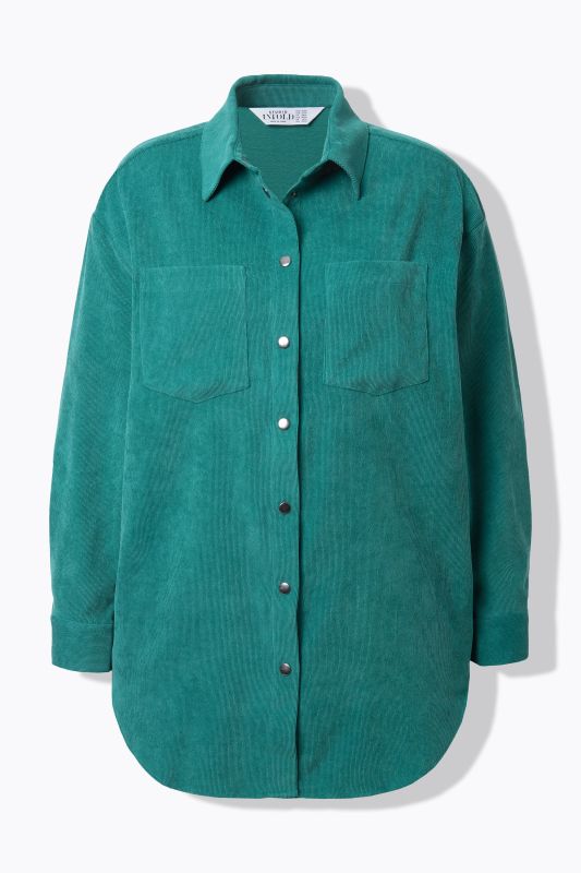 Chemisier oversize en velours côtelé, avec col chemise et manches longues