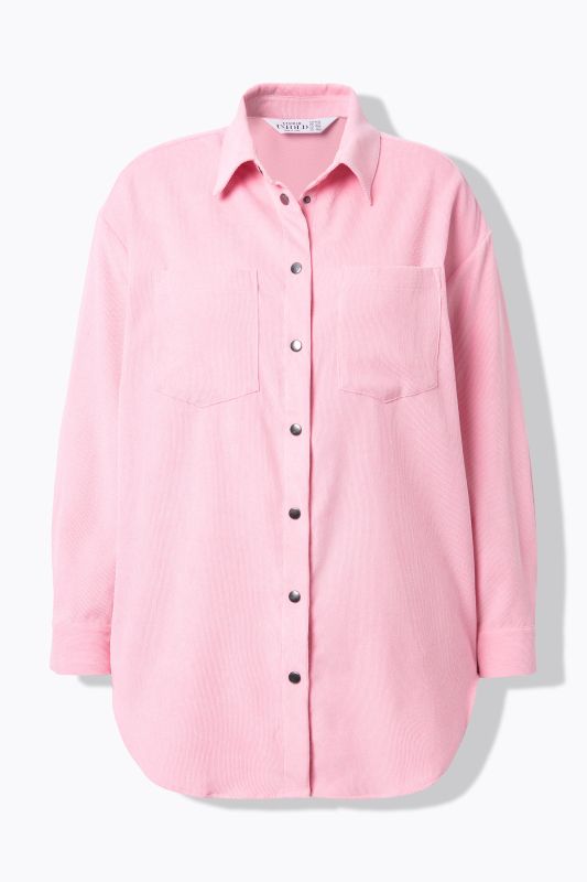 Chemisier oversize en velours côtelé, avec col chemise et manches longues