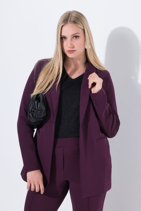 Blazer en jersey stretch, point de Rome. Col à revers, coupe évasée