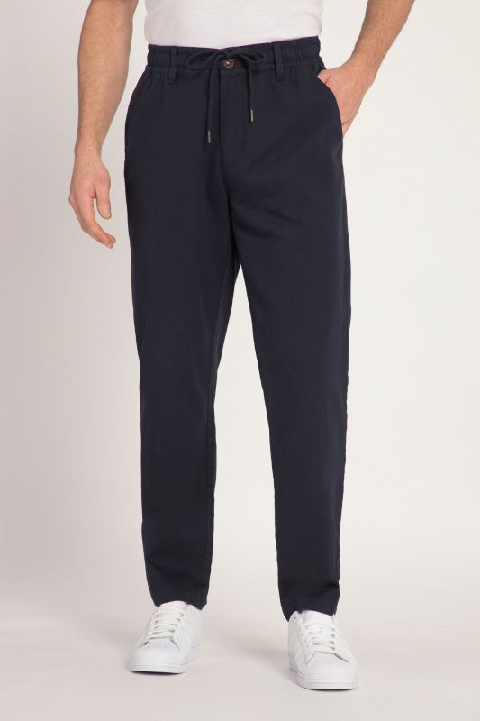 Pantalon aspect lin. Taille élastique. Coupe décontractée.