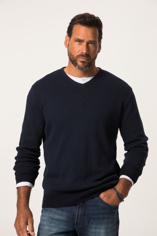 Pull JP 1880, maille CashmereTouch fine et douce, col en V - jusqu'au 8 XL