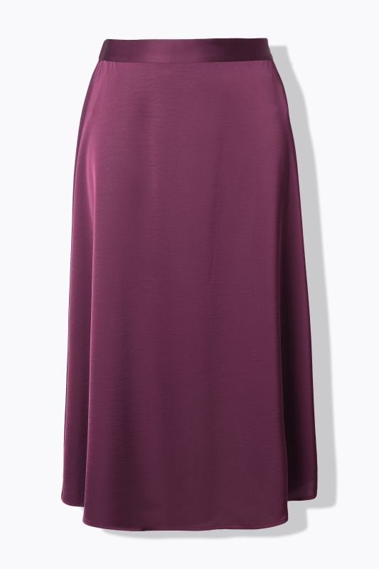 Jupe midi en satin, silhouette en A et ceinture confortable